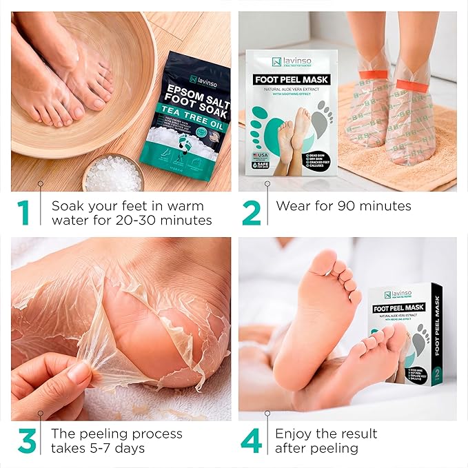 Foot Peel Mask for Dry Cracked Feet – 2 Pack Peeling Mask Removes Dead Skin and Calluses - Exfoliating for Soft Baby Feet, Original Scent