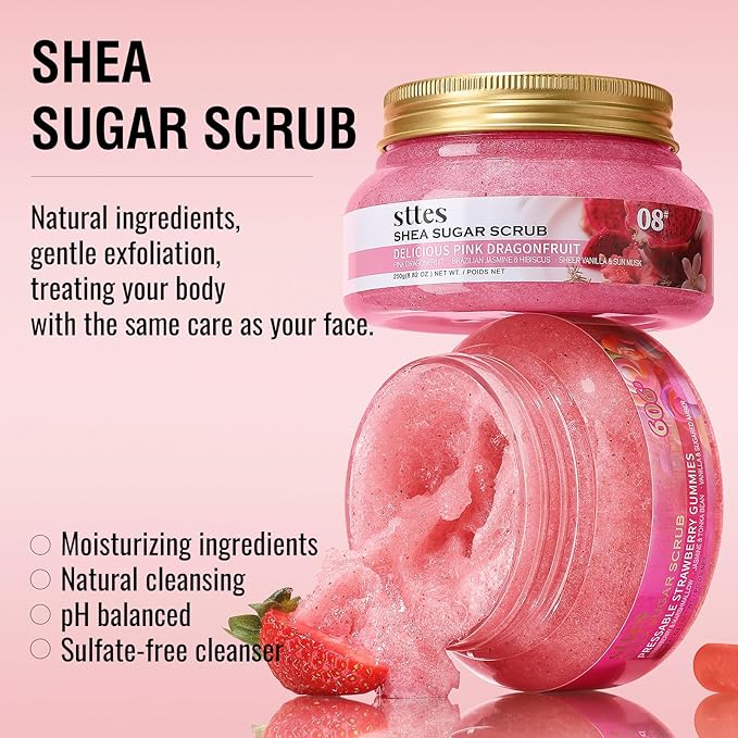 Sttes Smell Rio Shea Sugar Body Scrub 02 (Irresistible Sunshine) – Pistachio & Salted Caramel Scent Shower Treatment 250g