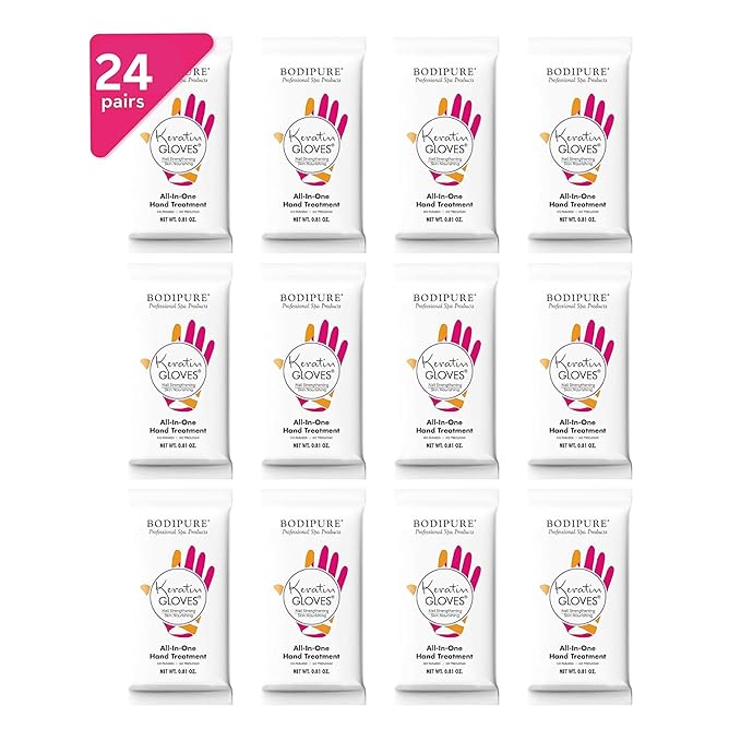 Bodipure All-In-1 Moisturizing Hand Mask | Keratin & Vitamin E Hand Mask for Dry Cracked Hands | Natural Moisturizing Gloves Formula | Strengthen Nails & Repair Hands (24)