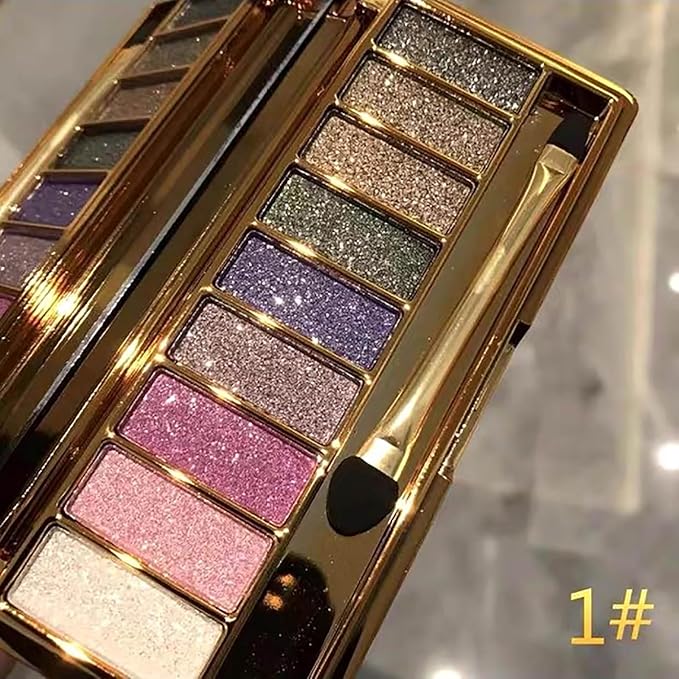 Glitter Eyeshadow Palette, 9 Colors Sparkle Shimmer and Matte Eye Shadow, Highly Pigmented Waterproof Long Lasting Makeup Set (Color 1)