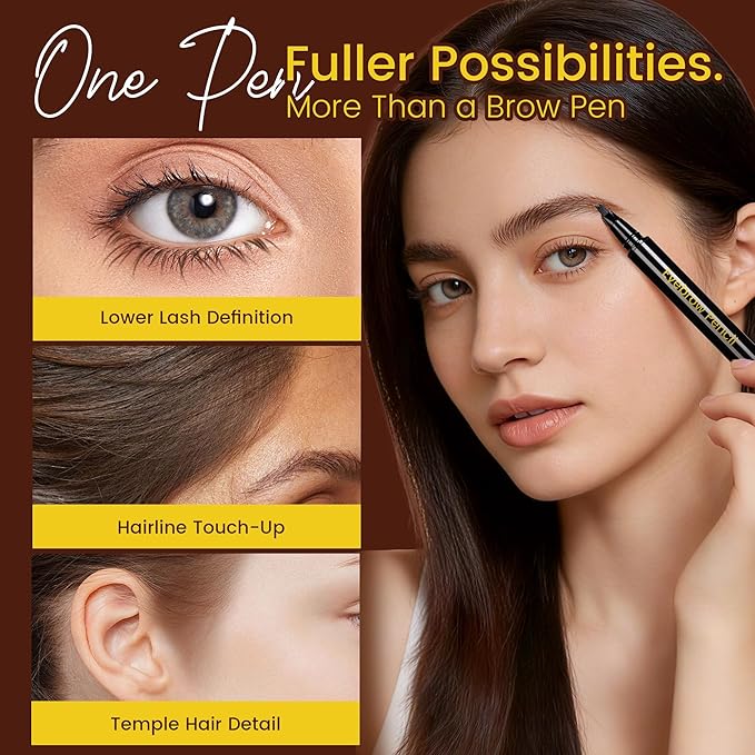 Eyebrow Pen, Waterproof Microblading Eyebrow Pencil, 4 Tip Precise Eye Brow Makeup Pen for Women to Effortlessly Create Hair Like Natural Brows, Non Dry Out and Last All Day MB02