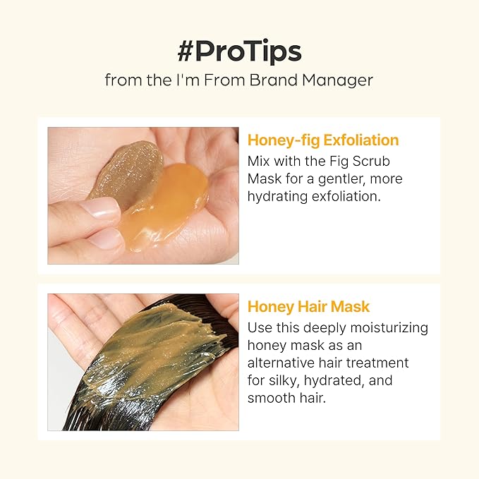 I'm from Honey Mask, Deep Nourishing Wash-Off Mask with Natural Honey, Glass & Dewy Glow, Long-Lasting Hydration, Korean Skin Care 2.37fl.oz