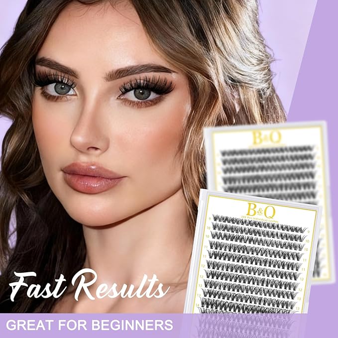 B&Q Lash Clusters 280PCS Natural Eyelash Clusters 40D D 9-16mm Individual Lash Wispy Eyelash Extension with Soft Thin Band Classic Look Pestañas Postizas Comfortable DIY at Home(40D-D-9-16mm)