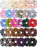 Satin Scrunchies for Women,Silk Hair Ties Fashion Soft Ties and Bands,Elastic Ponytail Holders No Damage Hair Accessories Thick Hair Styling for Girls - 30 Pcs