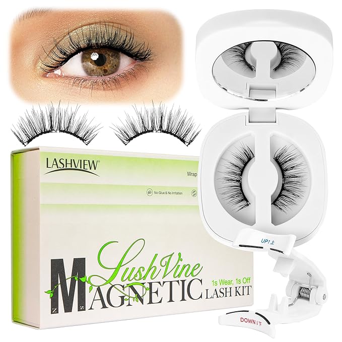 LASHVIEW Magnetic Eyelashes with Applicator (L01) No Glue Needed | Reusable & Comfortable | Windproof & Waterproof | Natural Look