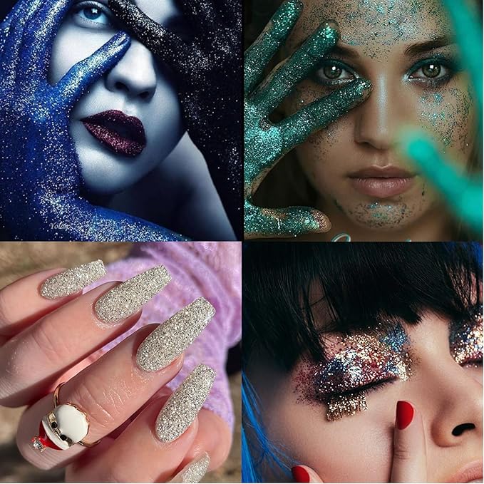 Holographic Fine Glitter Set, Multi Assorted 20 Colors Arts and Craft Glitter, Ultra Fine Glitter Powder Sequins for Resin Epoxy Tumbler Nail Body Face Hair Decoration Weddings Flowers Festival