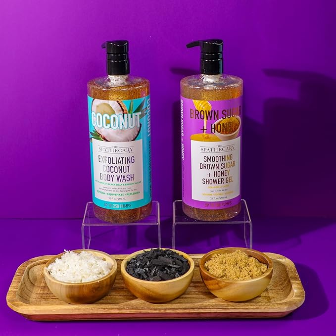 Exfoliating Coconut Body Wash, with African Black Soap and Brown Sugar to Refresh and Rejuvenate, 33 oz