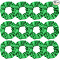 Silk Scrunchies for Women Girls 12 PCS Green Hair Scrunchies Silk Satin Hair Ties for Thick Hair Bulk Hair Ties Hair Accessories
