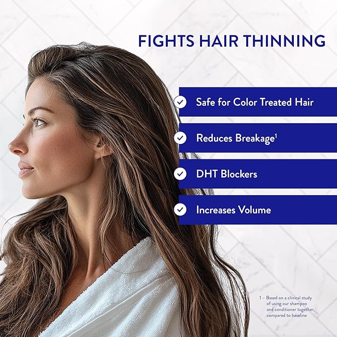 Routine Wellness Anti-Thinning Shampoo and Conditioner Set for Thinning Hair - Biotin DHT Blocker Women & Men - Color Safe Shampoo for Hair Loss & Healthier Hair - Rose Hips Set