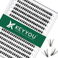 KEYYOU Lash Clusters 300pcs Individual Lashes, 40D 0.07D Curl 11mm DIY Eyelash Extension, Soft & Natural Volume Cluster Lashes with Large Tray