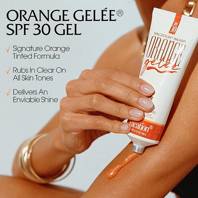 Vacation Orange Gelée SPF 30 Ultimate Bundle — Gel Tube Sunscreen, Spray Oil Sunscreen & Hanging Car Air Freshener, Hydrating Broad Spectrum UVA/UVB Protection, French Riviera Scent, Travel-Ready