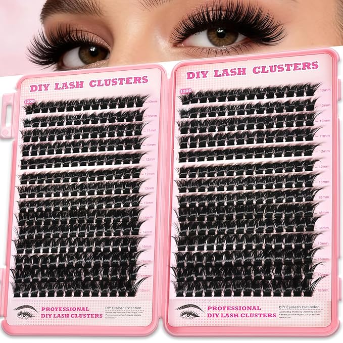 Manga Lash Clusters, 392 Pcs Fluffy Cluster Eyelash Extensions 120D+120D D Curl Individual Wispy False Eyelashes DIY Lash Extension (Volume Lash Clusters 10-18mm)
