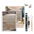 JMS&JMS Brown Fairy Lash Clusters Kit, Anime Manga Lash Extension Kit, Invisible Band Fairy Lashes, Wispy Natural Eyelash Clusters Kit with Bond and Seal and Applicators (Brown Fairy-C-8-18Mix)