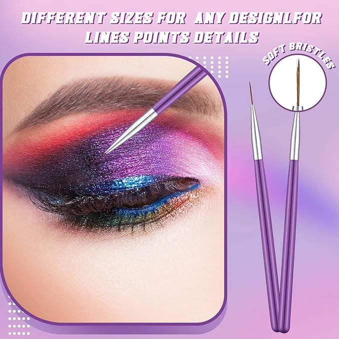 Maitys 6 Pcs Eyeliner Brushes Fine Point Thin Eye Makeup Gel Eyeliner Brush Water Activated Graphic Cosmetic Liner Wands for Eyes Makeup Tools(Vivid Style)