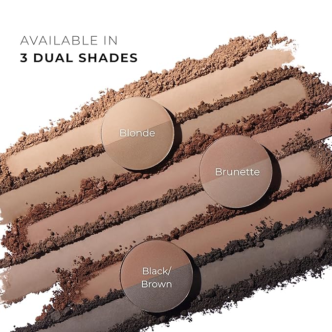 Soft Brow Define & Fill Powder Duo, Includes Dual ended Brush, Vegan and Cruelty Free (Black/Brown)