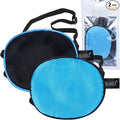 eZAKKA 2 Pieces Silk Eye Patch Medical Eye Patch for Adult Women Elastic Lazy Adjustable Single Eyepatch with Elastic Strap (L, Blue+Black)