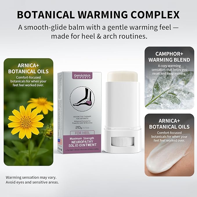 NDC Listed Heel Pain Relief Arnica Gel Stick GMP Grade OTC Salve with Camphor and Hypericum Perforatum Oil for Foot Neuropathy Burning Tingling and Bruises 0.71oz