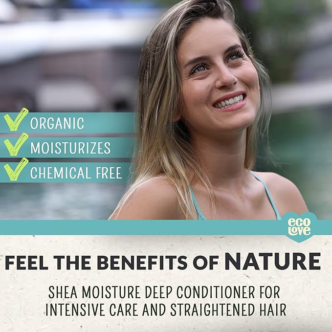 ecoLove – Natural Conditioning for Chemically Straightened Hair and Dry Damaged Hair – No SLS or Parabens - With Natural Moroccan Oil Extract - Vegan and Cruelty-Free Hair Treatment, 17.6 oz