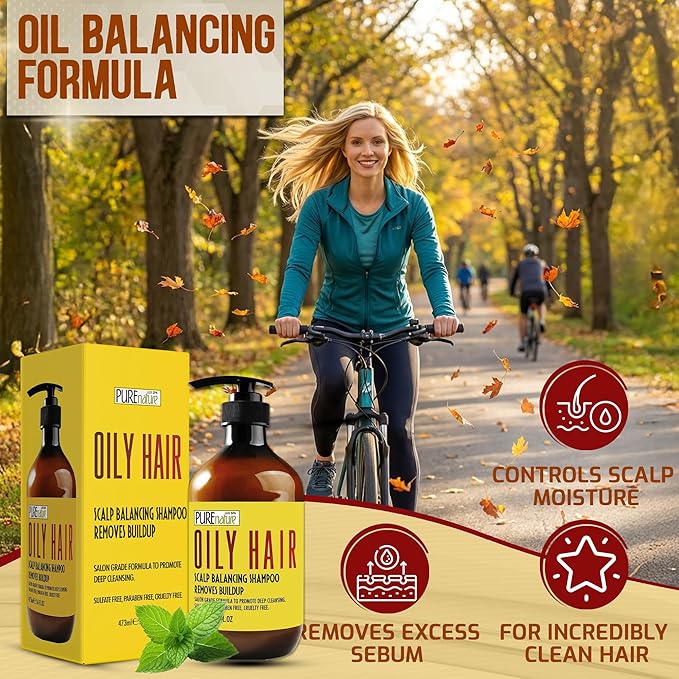Oily Hair Shampoo - Sulfate Free Buildup Remover for Itchy Scalps - Deep Cleanse Shampoo for Dandruff and Flake Treatment for Men and Women - Paraben Free, Salon Professional Formula - 16 Fl Oz
