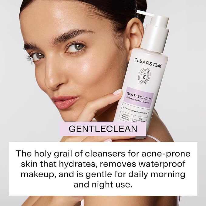 CLEARSTEM - GENTLECLEAN Vitamin C Infused Calming Wash - Facial Cleanser, Makeup Remover - Goldenseal + Green Tea - Facial Skin Care Products - Gluten Free, Cruelty Free - 6 fl oz / 180ml