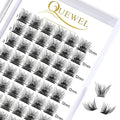 QUEWEL Lash Clusters 72 Pcs Wide Stem Individual Lashes C/D Curl 8-16mm Length DIY Eyelash Extension False Eyelashes Soft for Personal Makeup Use at Home (Fluffy-C-12)