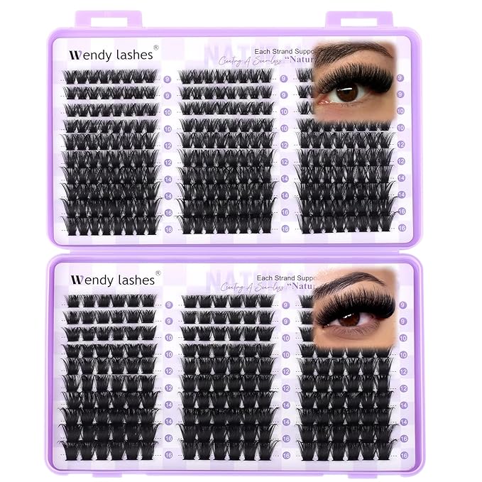 WENDY LASHES Clusters 100D+150D Eyelash Clusters 420PCS 9-16mm D Curl Natural Lashes Fluffy Wispy False Eyelashes DIY Cluster Eyelash Extensions