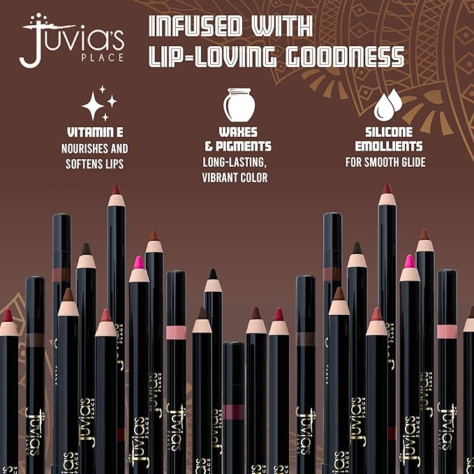 Juvia's Place Long Wear Lip Pencil – Demure – Waterproof & Kiss-proof, Long Lasting Lip Liner, Smooth Makeup Application - Soft Matte Finish Base for Lipstick - 13 Hours of Wear for Everyday Use
