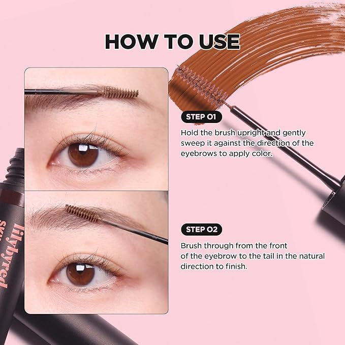 lilybyred Skinny Mes Brow Mascara | Korean 1.5mm Ultra-Slim Brush Eyebrow Mascara, Precision Application, Natural-Looking Finish, Smudge-Proof, Clump-Free, Long-Lasting, 0.12 oz. (03 Dark Brown)