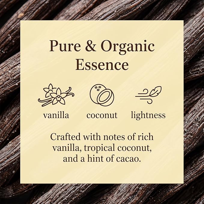 Vanilla Hair and Body Mist, Lightweight Tropical Vanilla Scent, with Vanilla, Coconut, Cacao, Natural & Ocean Scent, Hydrating Mist for Skin & Hair, Long-Lasting Fragrance