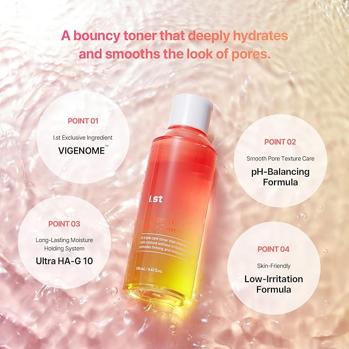 I.st Collagen VC Bounce Toner, Pore Refining & 10-Layer Hydration, pH Balancing, Gentle Formula, French Collagen and Vitamin Complex, Korean Skin Care, 190 mL / 6.42 Fl Oz