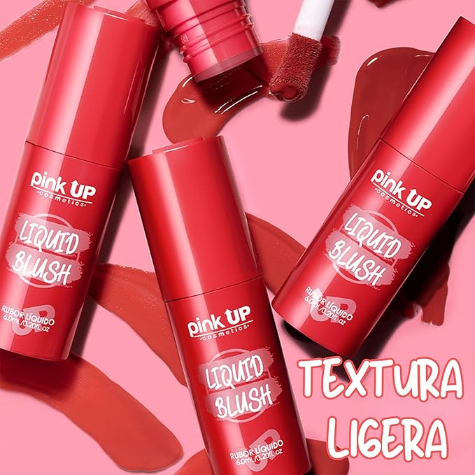 PINK UP | Liquid Blush | Buildable color for a soft or bold look | Lightweight, long-lasting formula | Liquid blush | Blush | Matte finish | Blushing | 6ml | Model PKLB06