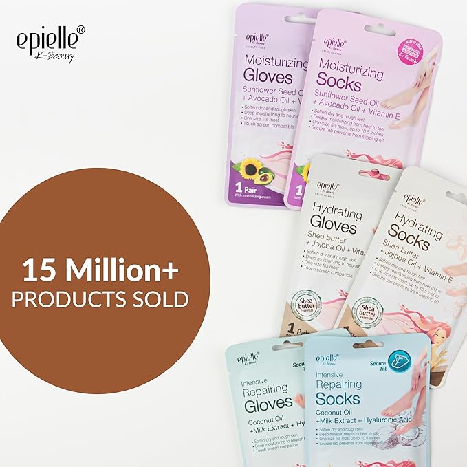 Epielle Hydrating Hand Mask 6 Pairs, Relieve and Soften with Shea Butter & Jojoba Oil, Deep Moisturizing Gloves for Dry, Cracked Hands, Self Care Gifts for Women, Spa Kit, Mothers Day Gifts