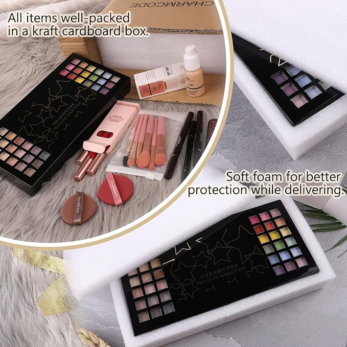 CHARMCODE Full Makeup Kit, Makeup Sets for Women Full Kit, All in One Make Up Gift Set for Girls & Women with Eyeshadow,Liquid Lipstick,Foundation,Mascara,Blush,Eyeliner,Contour,Brushes and More