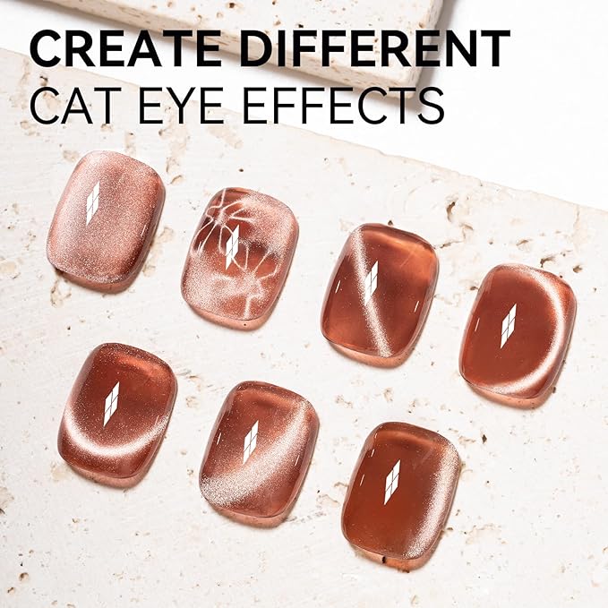 MAYCHAO 15ML Cat Eye Gel Nail Polish 1Pc Glassy Bronze Gel Polish with Magnet Soak off Holographic Magnetic Nail Polish for Nail Art Manicure Salon DIY at Home, 0.5 OZ