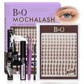 B&Q Brown Fairy Lash Clusters Kit Manga Lashes Clusters, Wispy Light Brown Eyelash Cluster Kit C-Curl 8-16mm DIY Lash Eyelashes for Fair/Dark Hair, Lightweight & Invisible Band(Mochalash Fairy 04 Set)