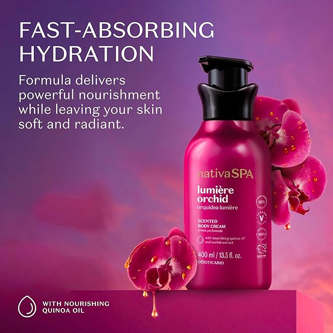 Nativa SPA Orchid Lumière Scented Body Cream, Firming & Hydrating Lotion with Quinoa Oil, 13.5 Ounce (400ml)