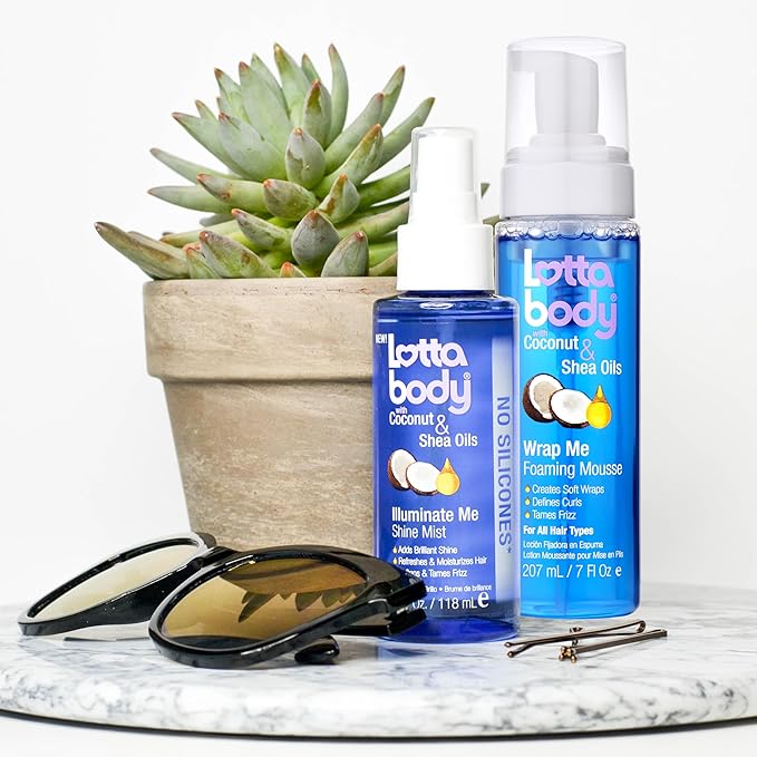 Lottabody Wrap Me Foaming Mousse with Coconut & Shea Oils, Lightweight Moisture-Rich Curl-Defining & Frizz-Control Styling Mousse for Natural Curly, Coily & Relaxed Hair, 7 oz