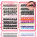 Lash Clusters Kit, 560 Pcs Eyelashes Clusters Kit 9-16mm Individual Lash Extension Kit D Curl Fluffy Wispy False Eyelashes (30D+40D+50D+40D Colored, Lash Clusters)