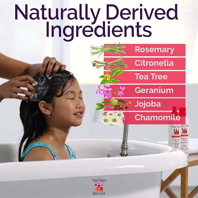 Fairy Tales Rosemary Repel Daily Kids Shampoo, 12 fl oz., Conditioner, 8 fl oz. & Conditioning Spray, 8 fl oz. Star Trio– Kids Like the Smell, Lice Do Not