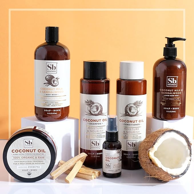 Soapbox Coconut & Shea Shampoo, Leaves Hair Feeling Soft, Shiny & Hydrated - Clean Ingredients Free of Harsh Chemicals, Sulfates, Parabens & Silicones - Hydrating Shampoo for Dry Hair - 33.8 oz Liter