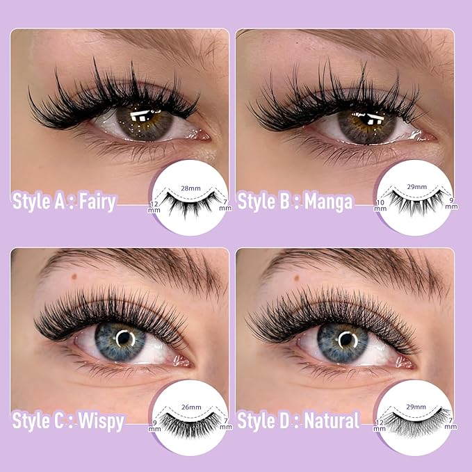 B&Q Magnetic Eyelashes Natural Look 2 Pair Magnetic Lashes with Applicator Upgrade Soft Magnetic Manga Lashes Clusters Kit Magnetics False Eyelashes 3 Magnet Strips for Strong Hold Easy to Apply(A+B)