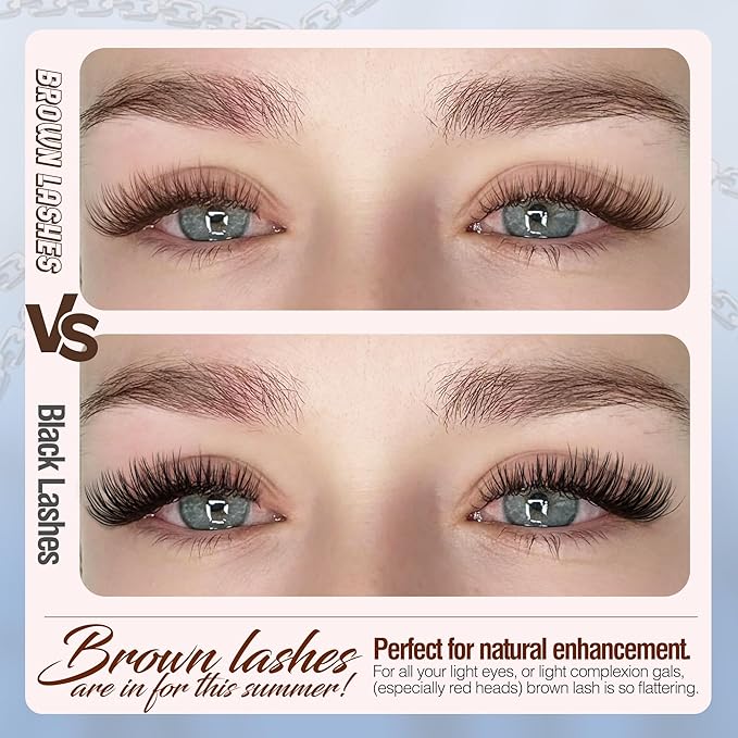 Mavphnee Brown Lash Clusters Dark Brown Eyelash Extensions Natural Cluster Lashes CC-Curly Pestañas Postizas Wispy Individual Lash Extensions 3D Lash 8-16MM Brown Eyelash Clusters 144PCS DIY at Home