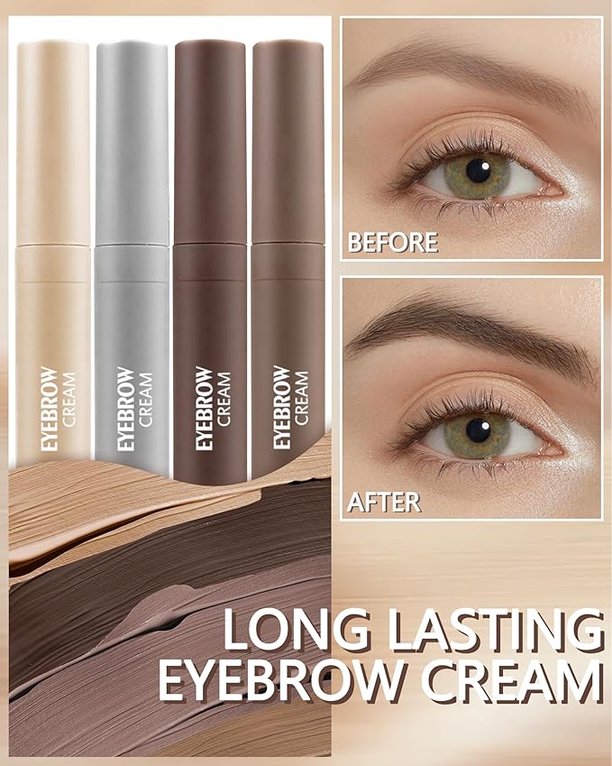 Tinted Eyebrow Gel, Gray Brown Waterproof Eye Brow Glue Tinting Kit, Long-Lasting Smudge-proof Transfer-proof, Natural Eyebrow Gel with Brow Razor, gel para cejas Women's Day Makeup for Women-02