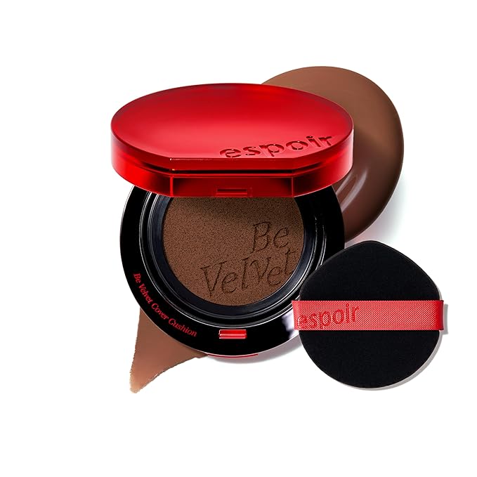 Espoir Be Velvet Cushion Foundation #43 Cardamom | Quick and Easy Coverage with Long-lasting Color by Zero Oxidation, Velvety Smooth Finish & Lightweight Formula, Vegan, Korean Makeup, 0.46 oz