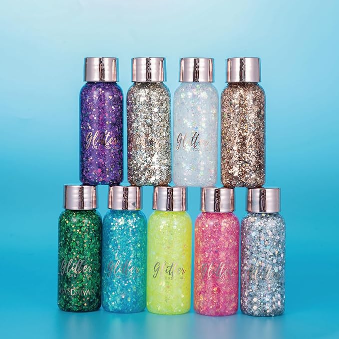 Mermaid Sequins Chunky Glitter Liquid Eyeshadow Glitter Body Gel Festival Glitter Cosmetic Face Hair Nails Makeup Long Lasting Sparkling 30g (#101 Colorful White)