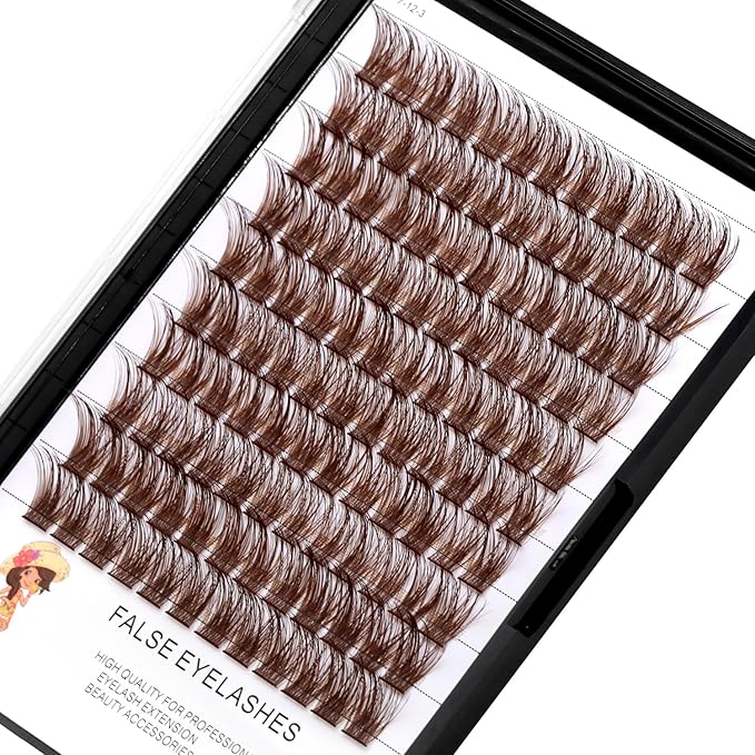 →VAYATOR Color Lash Cluster Light/Dark Brown/Black Brown Various Colored False Eyelashes Clusters Professional Makeup Lash Cluster Grafted Eyelash Extension (Dark Brown-14mm)