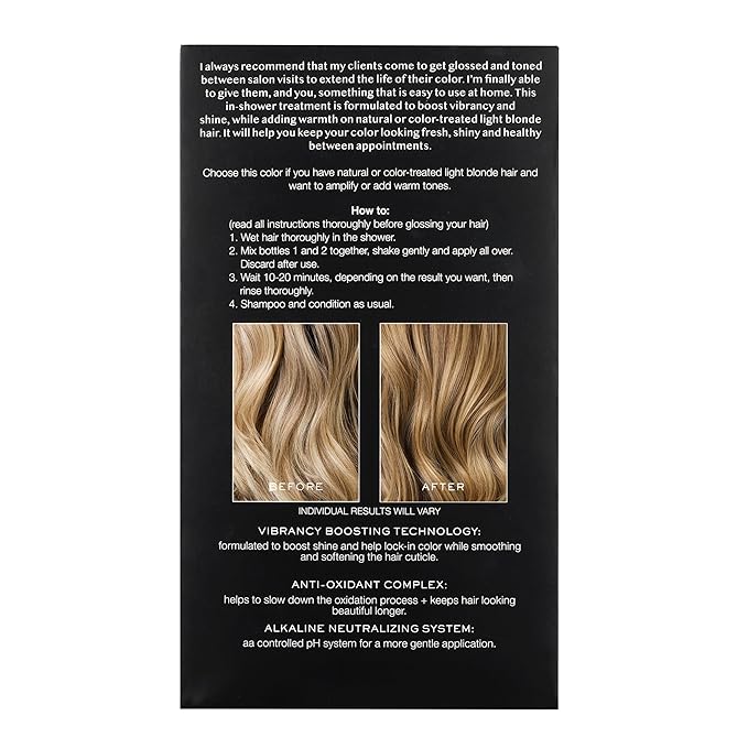 Kristin Ess Hair Gloss in Honey Latte Warm Golden Blonde - 4 Wk Semi Permanent Hair Color for Women - Golden Blonde Color Depositing Conditioner & Toner for Vibrant Color + Shine - Hair Dye Glaze