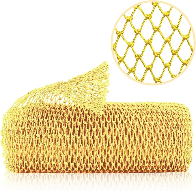 ZOCY African Net Sponge, Authentic Exfoliating Body Scrubber for Bath and Shower, Multiple Textures with Gentle Deep Exfoliating and Rich Lather for All Skins (Yellow)