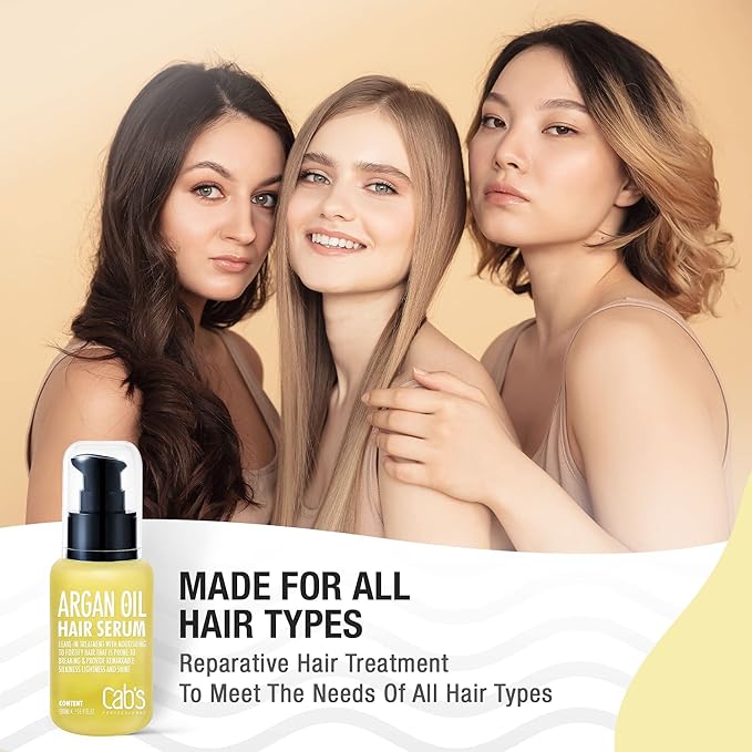 Cab's Silk Essence with Argan Oil & Coconut Oil | Color-Protection Treatment for Dry, Frizzy & Curly Hair | Hair Serum for Growth & Shine