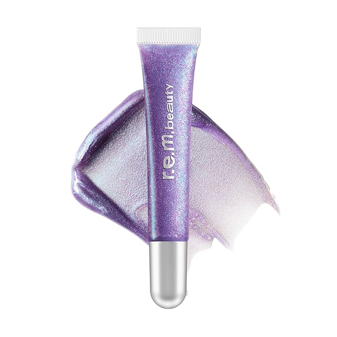 r.e.m. beauty by ariana grande On Your Collar Plumping Lip Gloss | High Shine Plumping Gloss | Hydrating Comfort | Iridescent Duochrome Finish (Chuckie)